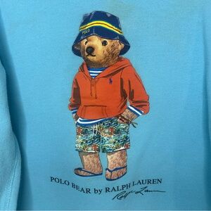 Polo Ralph Lauren Laguna Beach Bucket Hat Bear Sweatshirt Blue Kid's RARE Size 8